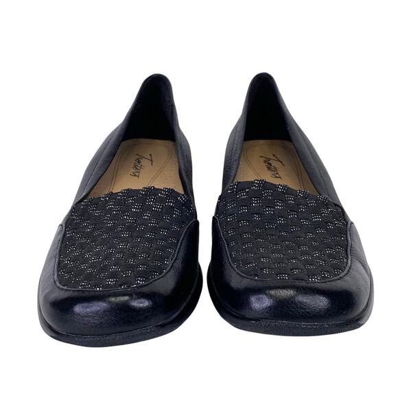 TROTTERS Jenkins Loafers Womens 8 Black Leather Metallic Comfort Walking Shoe - Picture 6 of 10